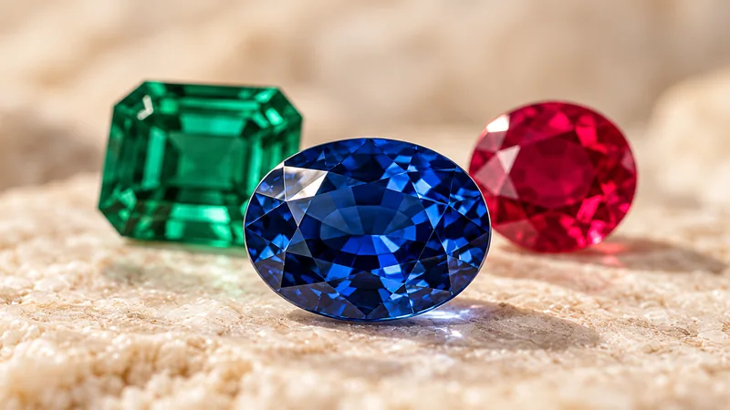Illustration of coloured natural gemstones